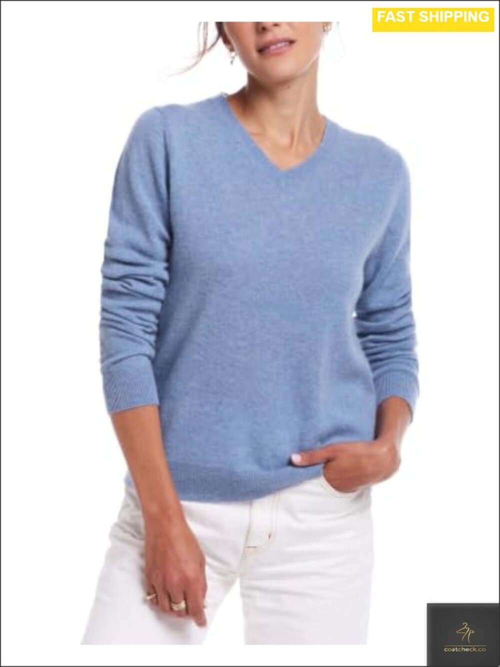 100% Pure Cashmere Lightweight Thin Sweater Crew V-Neck Pullover Soft Knit